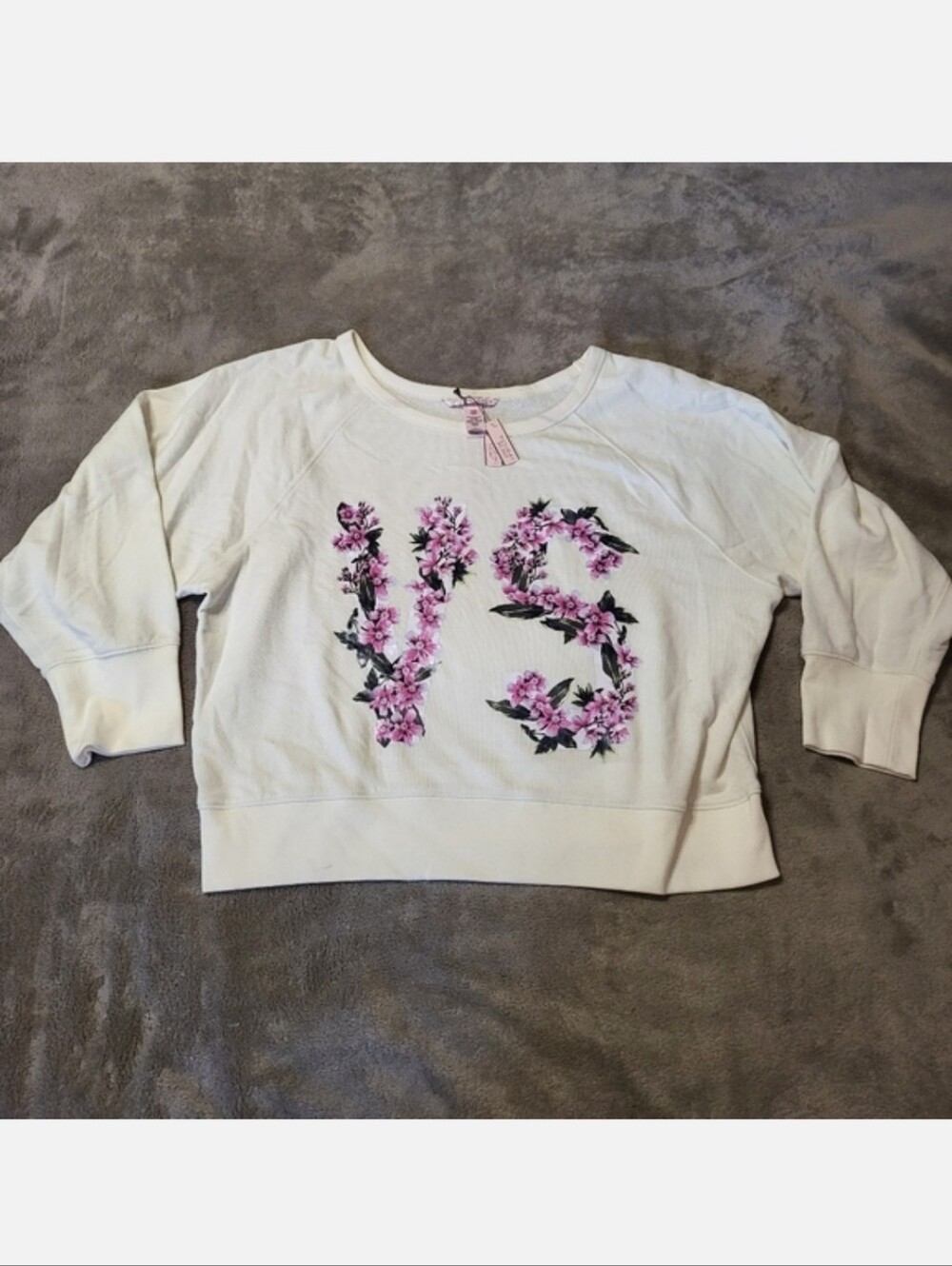 Victoria’s Secret Crop Floral Logo Sweatshirt VS Large $50